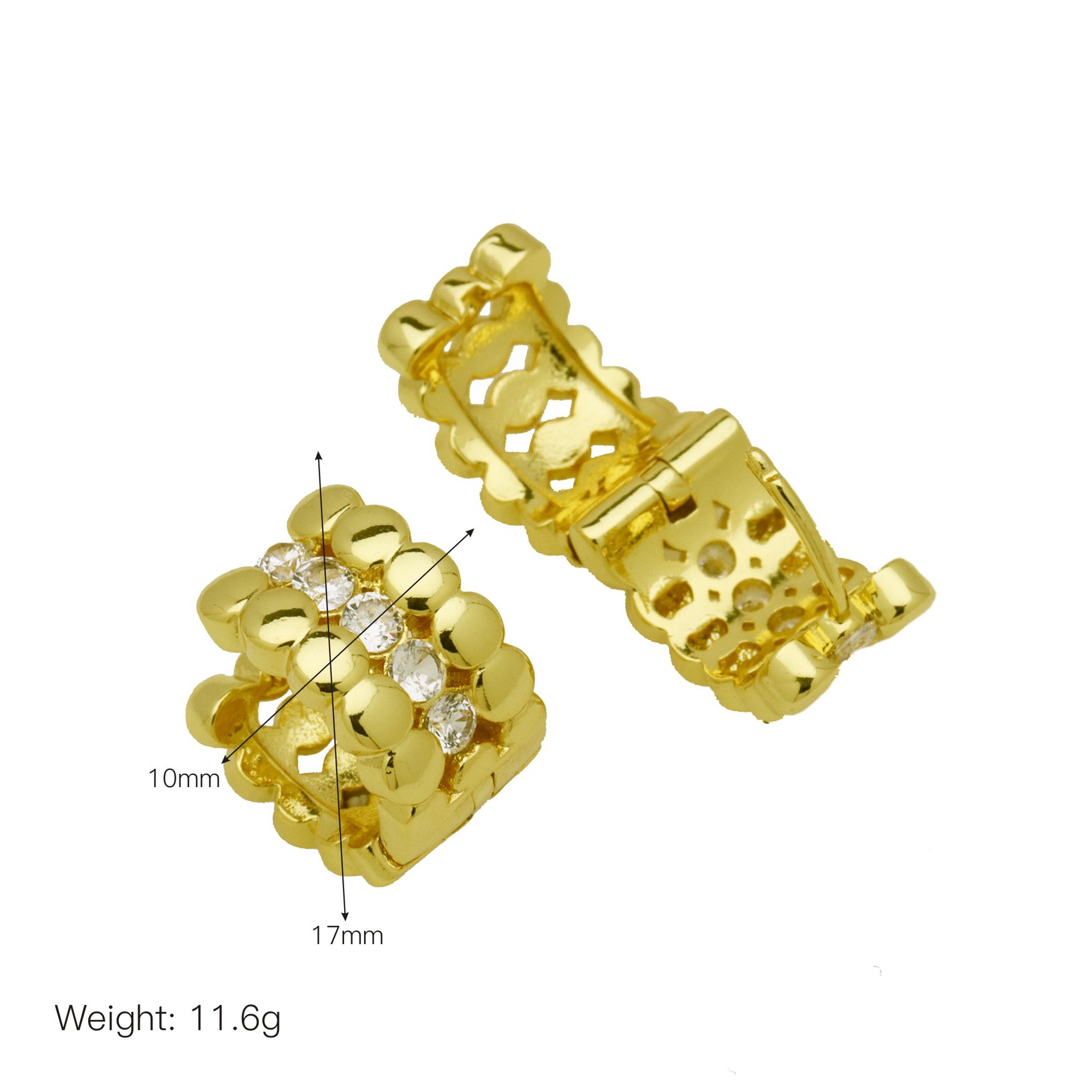 1 Pair Simple Style Geometric Mixed Metal Inlay Copper Zircon 18K Gold Plated Earrings display picture 10