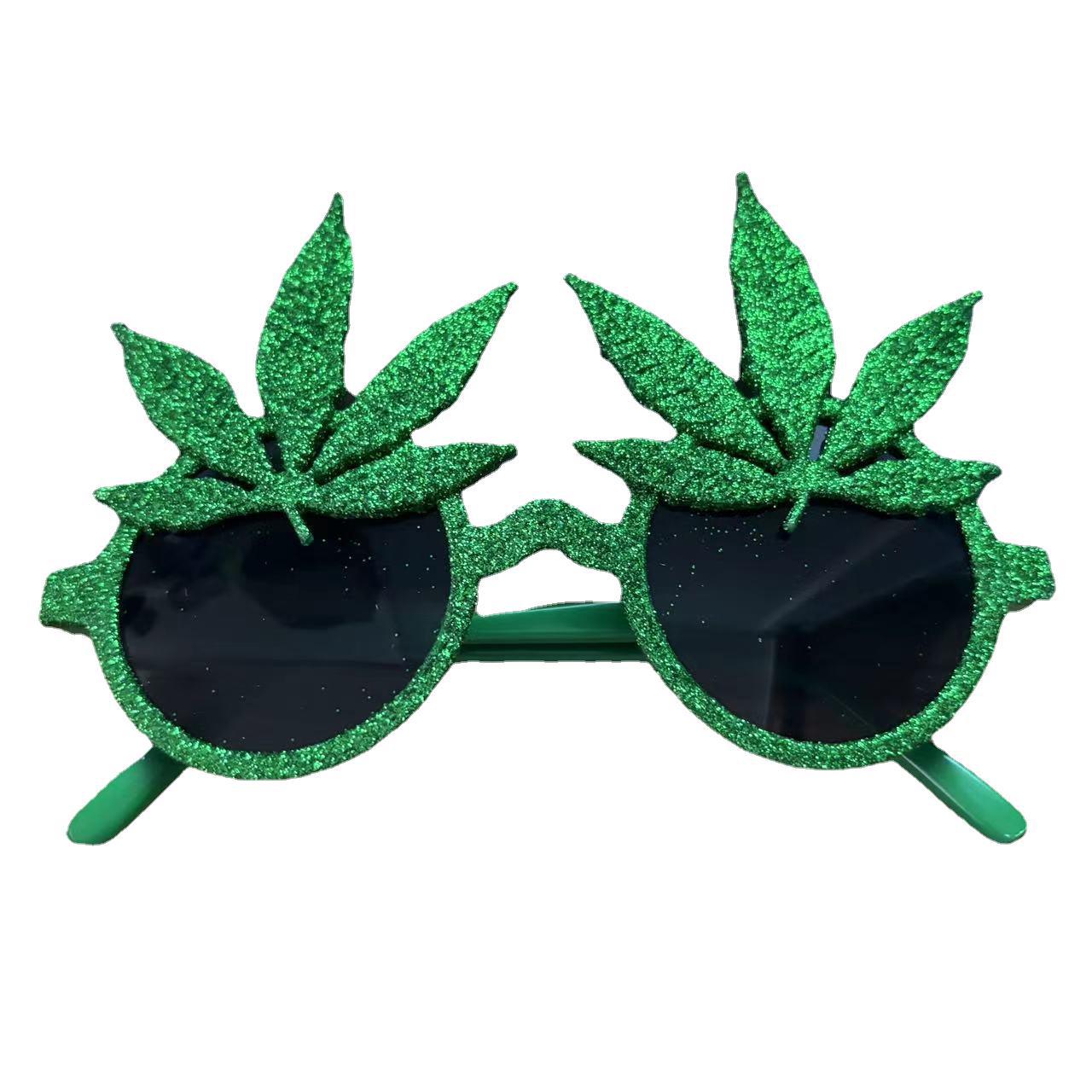 New Creative Green Maple Leaf Toy Glasses Party Supplies Photo Props Holiday Dance Party Costume Styling