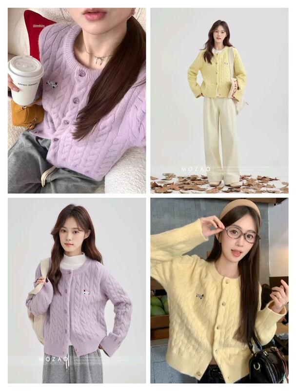 跨境开衫毛衣女外套高级感2025新款春秋腊肠狗刺绣小外搭早春上衣|undefined