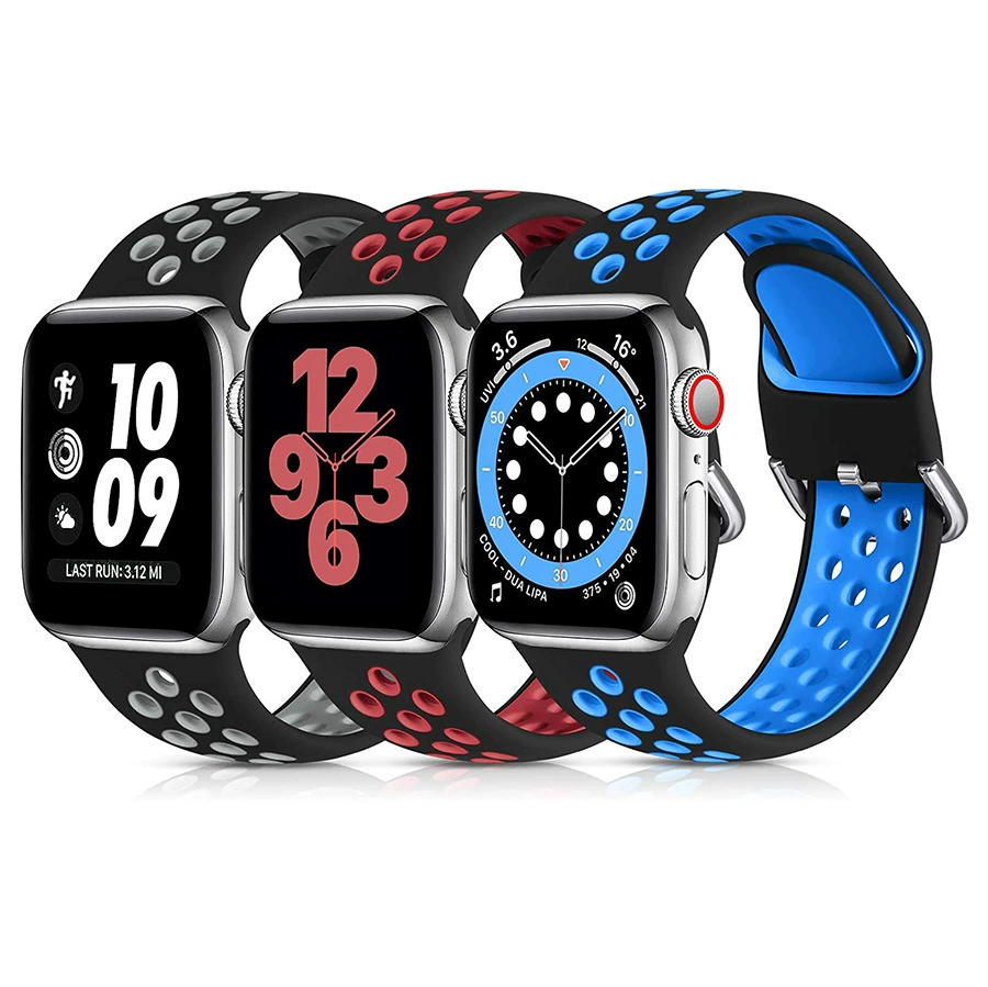 Apple, nike, two-color breathable rainbow silicone watch strap