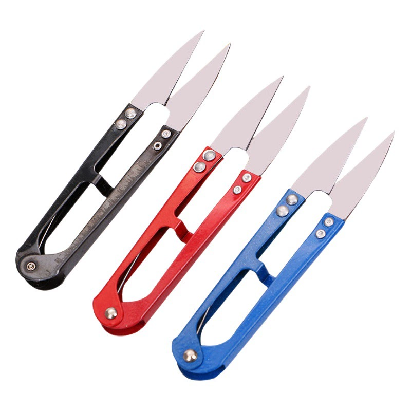 U-образные пластиковые ножницы для пружинной пряжи, ножницы для вышивки крестиком, ножницы для лески, швейные ножницы в мешках, бытовые красочные маленькие ножницы