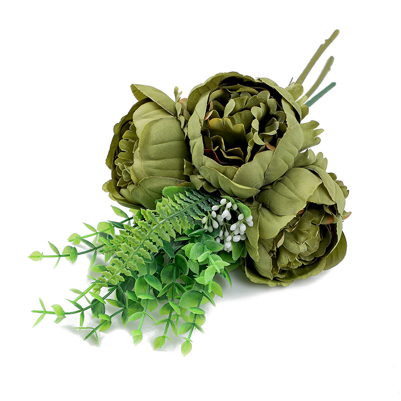 Envío Gratis, Flores Artificiales, Rosa Perla, Peonía, Ramo de Novia, Hojas de Eucalipto, Fotografía de Bodas, Ramo de Mano