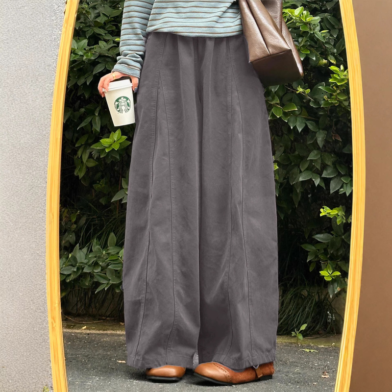 Japanese-Style Wide-Leg Casual Pants for Women, New Spring Model, Plus-Size, Suitable for Pear-Shaped Body, Hip-Covering, Drapey, Cropped Balloon Pants