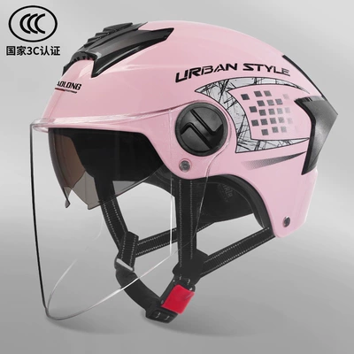 Women's Motorcycle All-Season Cycling Half – Motosiklet kaskı (dəbilqə) - 3c-certification-double-lenses-pink-flower-one-size-fits-all-55-60cm