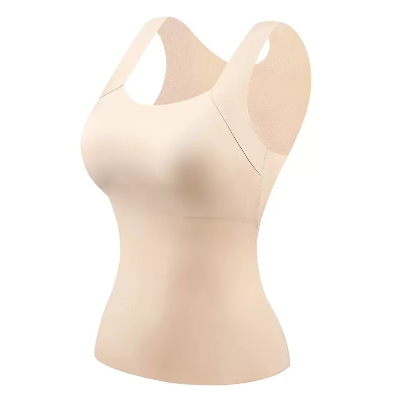 Otoño e invierno sin marcas, ropa de fondo muscular desnuda de gran tamaño, chaleco térmico, mujer fija la taza, ropa de belleza, ropa de otoño, chaleco térmico