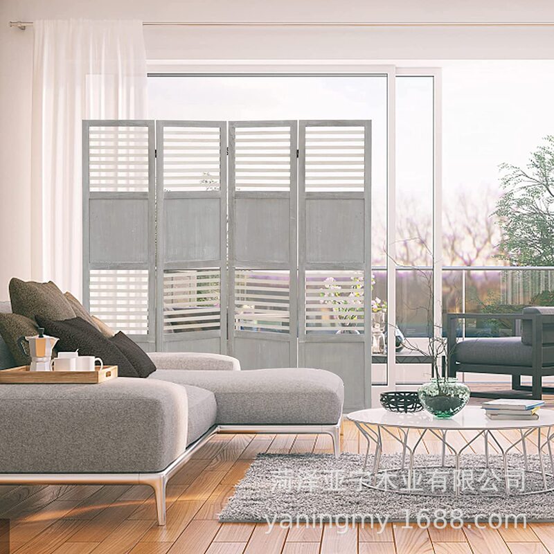 Wooden Panel Room Partition Wooden Room Partition Folding Privacy Screen Bedroom Office Dining Room Grey