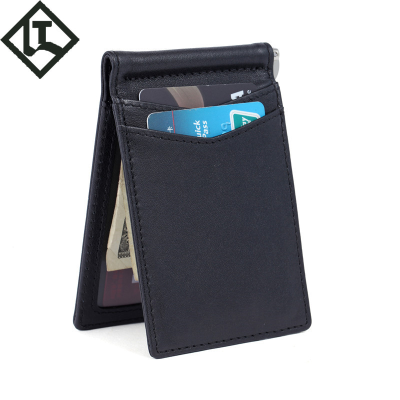 真皮男士钱包 跨境短款亚马逊美金夹 头层牛皮rfid銭包皮革wallet