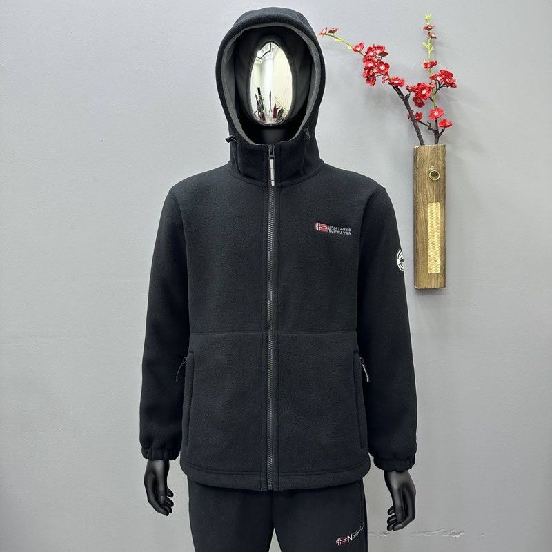[9819] exportación a Noruega con capucha individual forrada de lana engrosada chaqueta de abrigo de hombre a prueba de frío cálido polar de doble cara