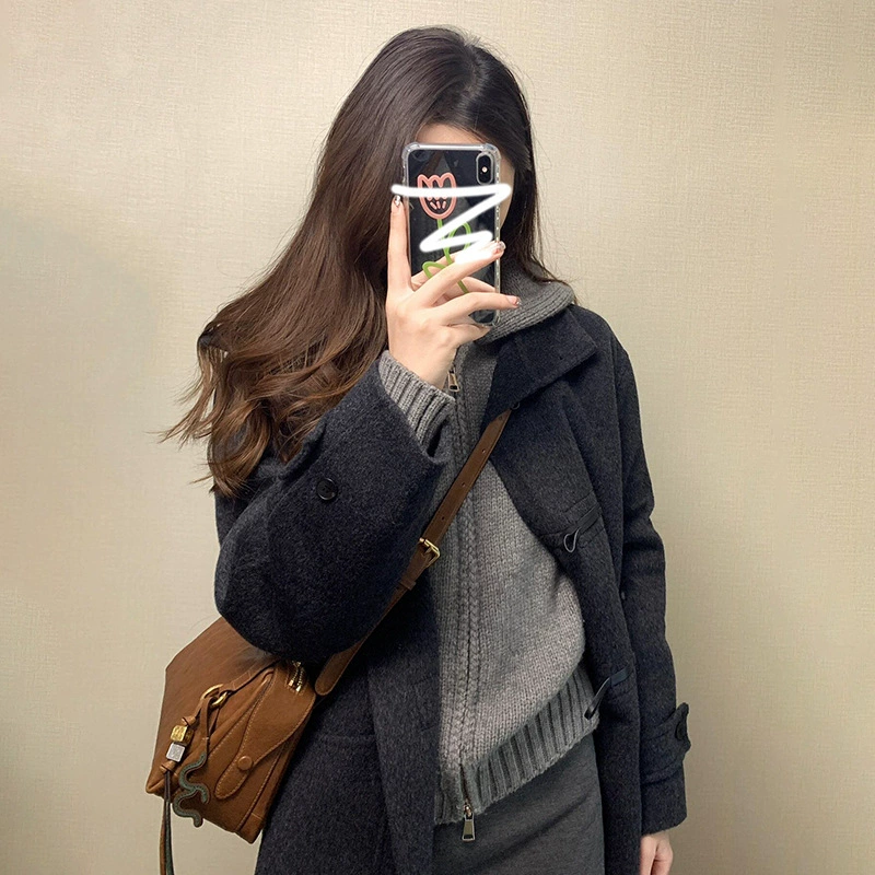 Женский свитер-кардиган с капюшоном и молнией, корейский стиль, весна 2025, новый фасон, ленивая вязка