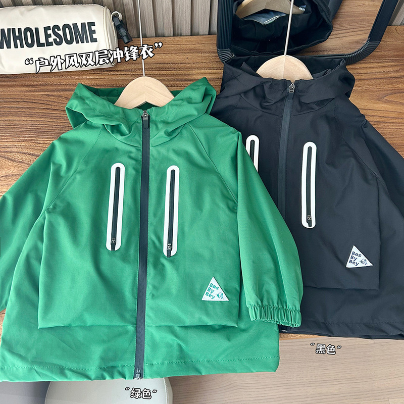 2024 autumn new children's clothing boys children hooded outdoor wind soft shell jacket jacket wholesale generation