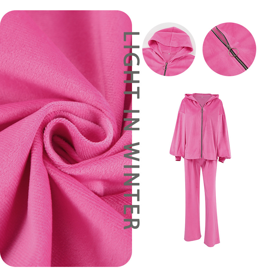 2024 hiver nouveau costume en velours mode européenne et américaine fermeture éclair à manches longues style sport pull à capuche costume décontracté_voghion.com