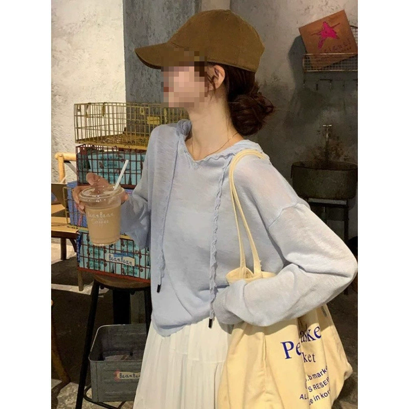 YS8 зеленый пуловер с капюшоном ранняя летняя солнцезащитная блузка солнцезащитная одежда солнцезащитная одежда женская 2025 новая летняя верхняя одежда