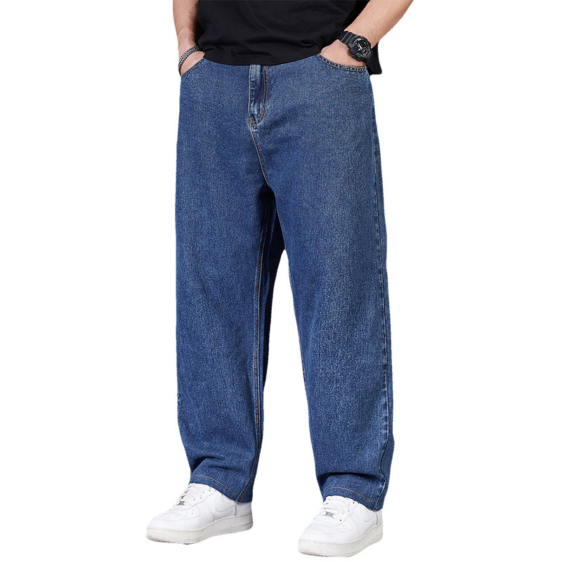 2024 primavera y otoño jeans de talla extra grande para hombres pantalones casuales rectos sueltos transfronterizos pantalones de papá con caída de pierna ancha para hombres