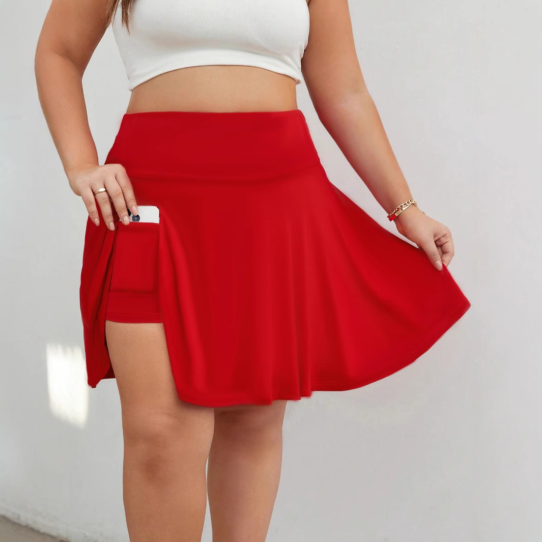Nuevo transfronterizo europeo y americano de tamaño grande mujer sensación deportiva de plegado anti-caminar falda de busto pantalones invisibles fitness correr versátil