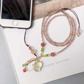 中国风禅意发晶碧玺黄水晶葫芦吊坠毛衣手机挂绳一款多用diy饰品