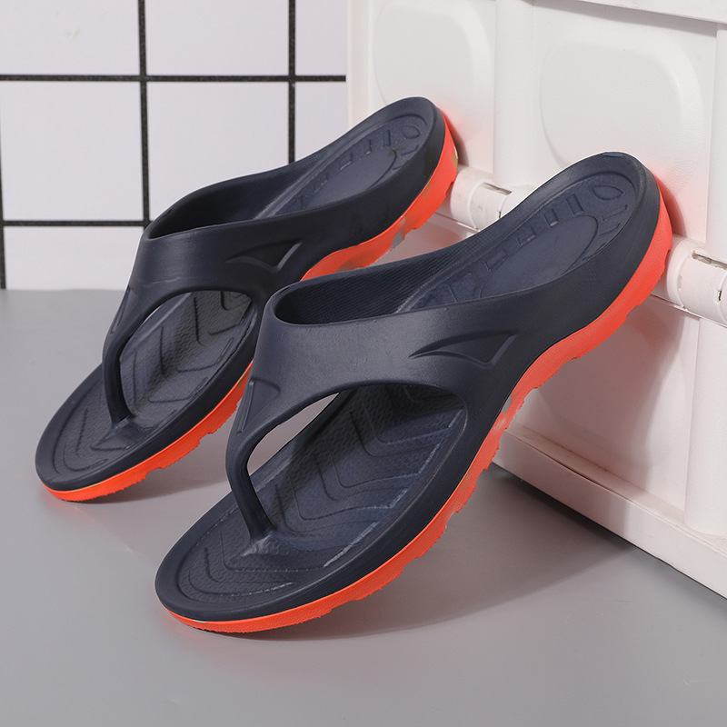 2025 Foreign Trade plus size Men's Summer Clip-legged Beach Sandals Arch Support Wear Thick Bottom Double Color EVA Flip Flops