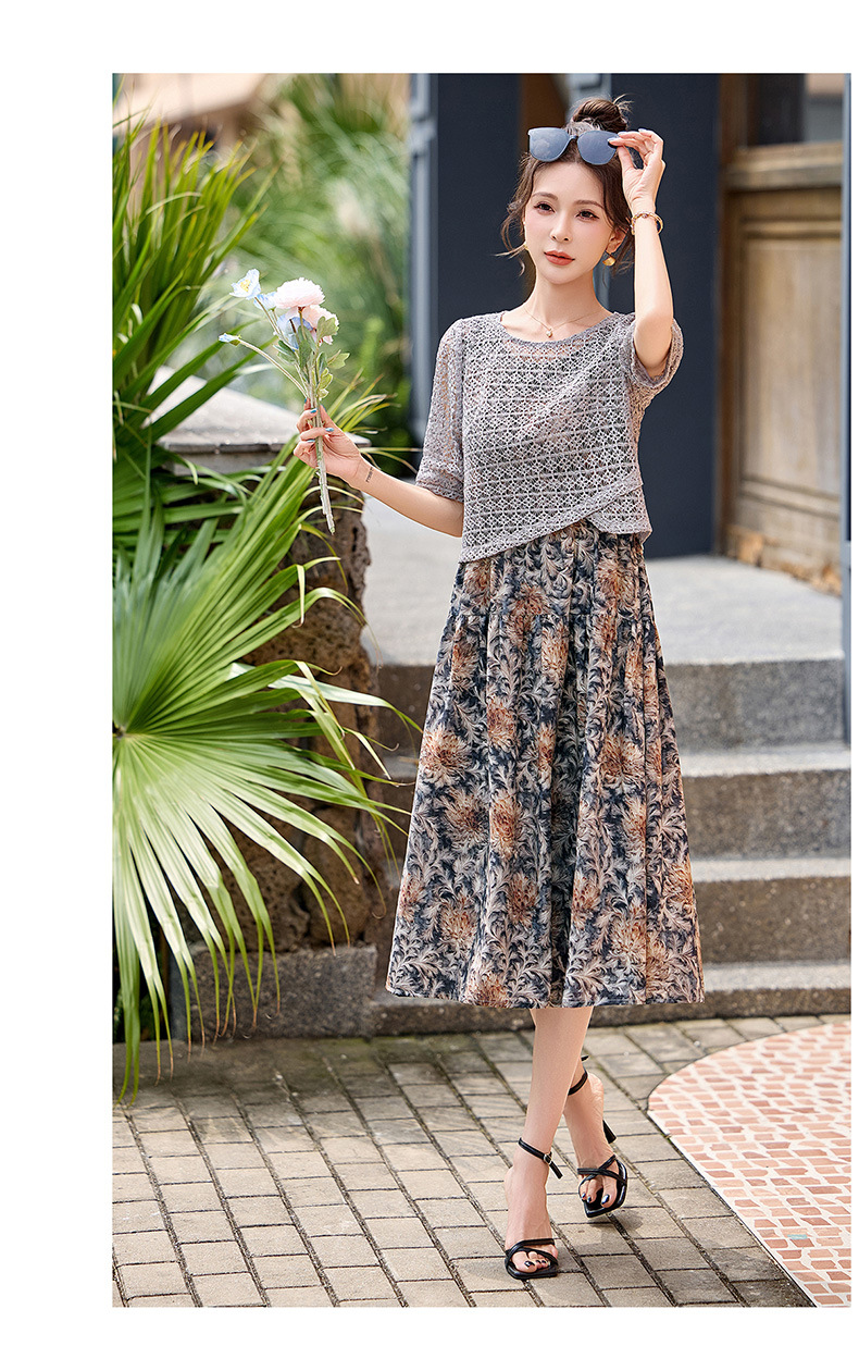 Đầm hai dây maxi nữ họa tiết hoa nhí phối ren WA9518 — Xanh lông mòng đen, màu kaki chi tiết 18