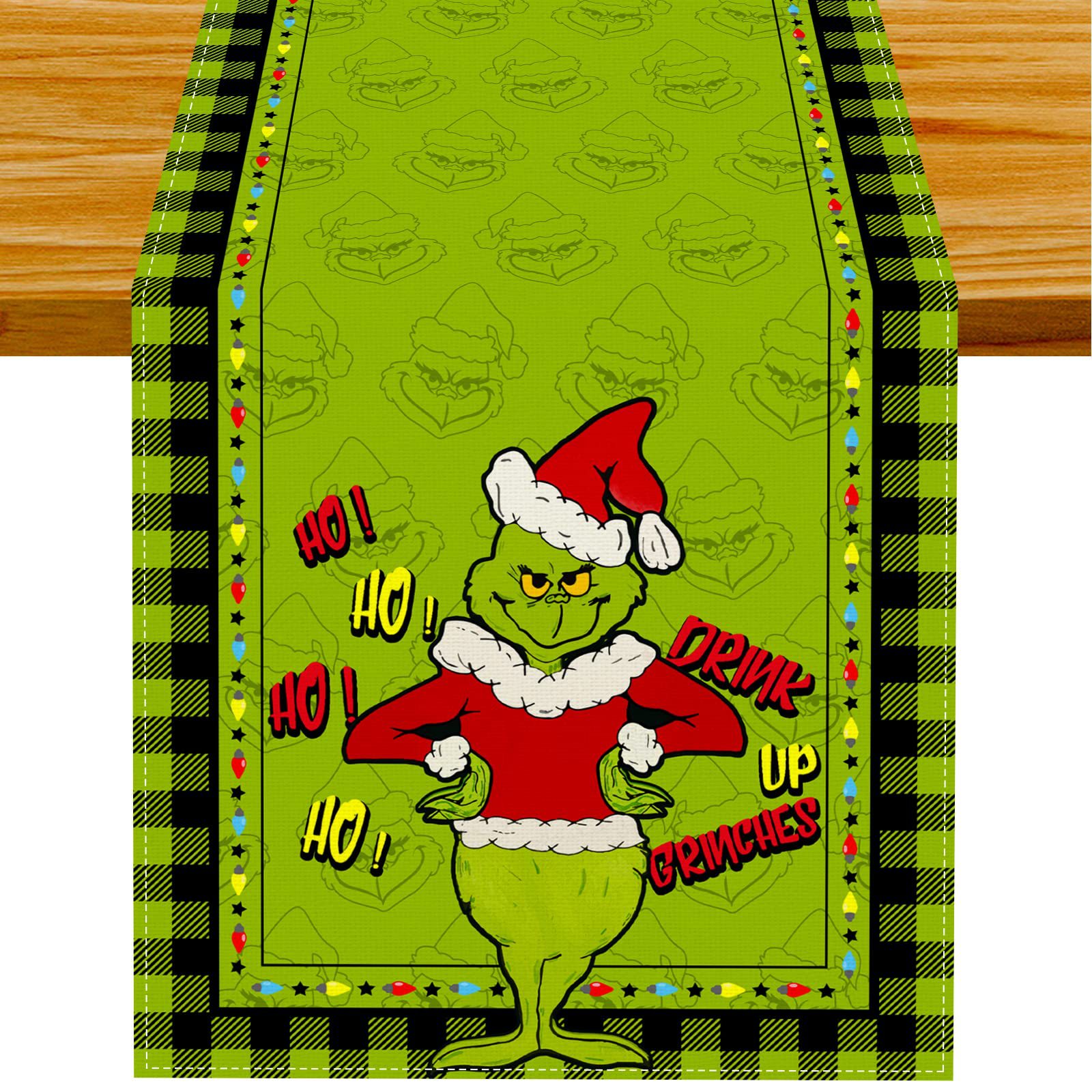 Navidad friki mantel Mesa bandera Grinch Festival de lino mantel montaña restaurante Nochebuena decoración lavable