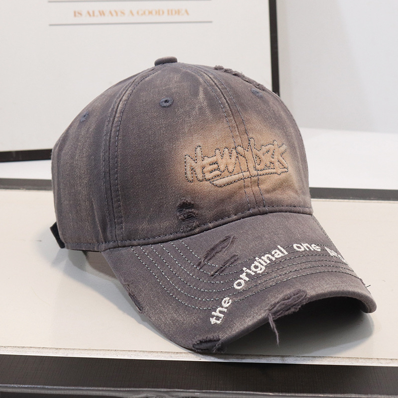 Nuevo agujero viejo bordado letras vaqueros sombrero de béisbol superior suave para hombres y mujeres primavera y verano casual gorra de la lengua sombrero