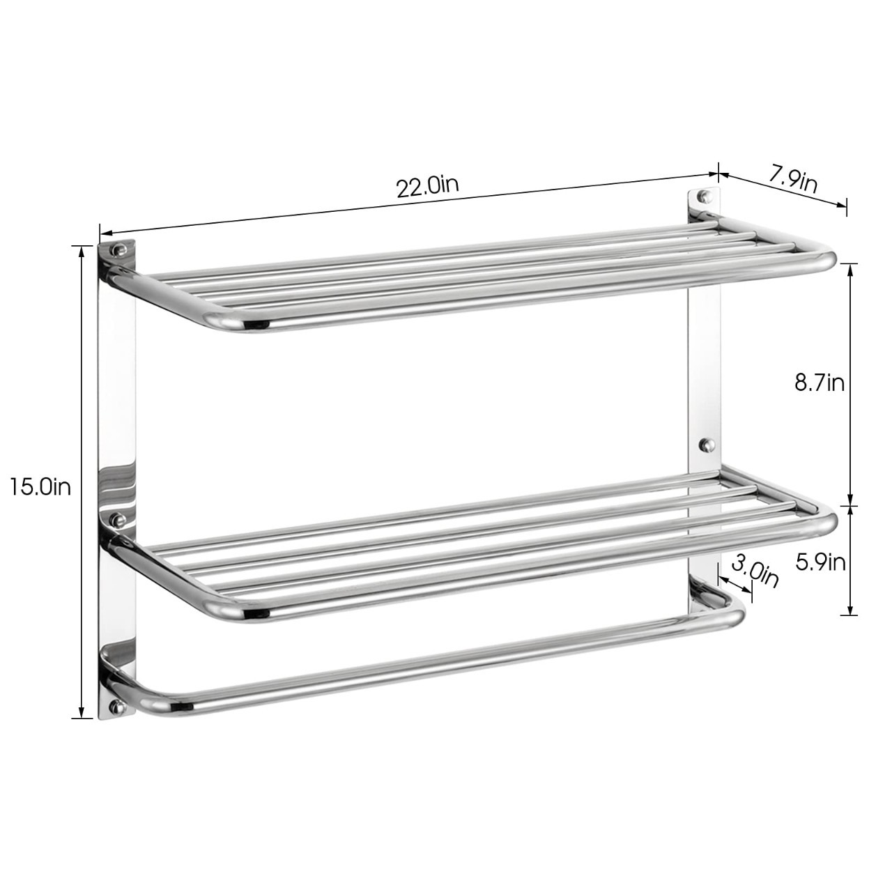 Toalla de baño rack SUS 304 de acero inoxidable Toalla de baño rack montado en la pared toalla rack brillante Negro 3-capa