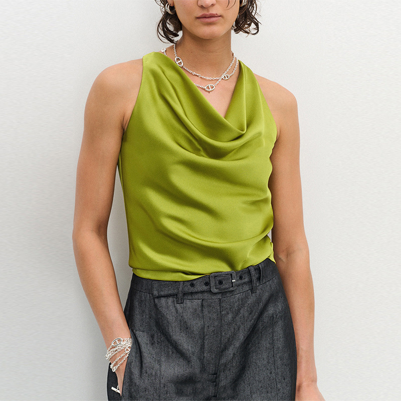 Japan Imported Acetate Double-Sided Satin 45-Degree Oblique Cut Swing Collar Slimming Look Top with High-Definition and Versatile Aura Classy Inner Wear Japan Imported Acetate Double-Sided Satin 45-Degree Oblique Cut Swing Collar Slimming Look Top with High-Definition and Versatile Aura Classy Inner Wear