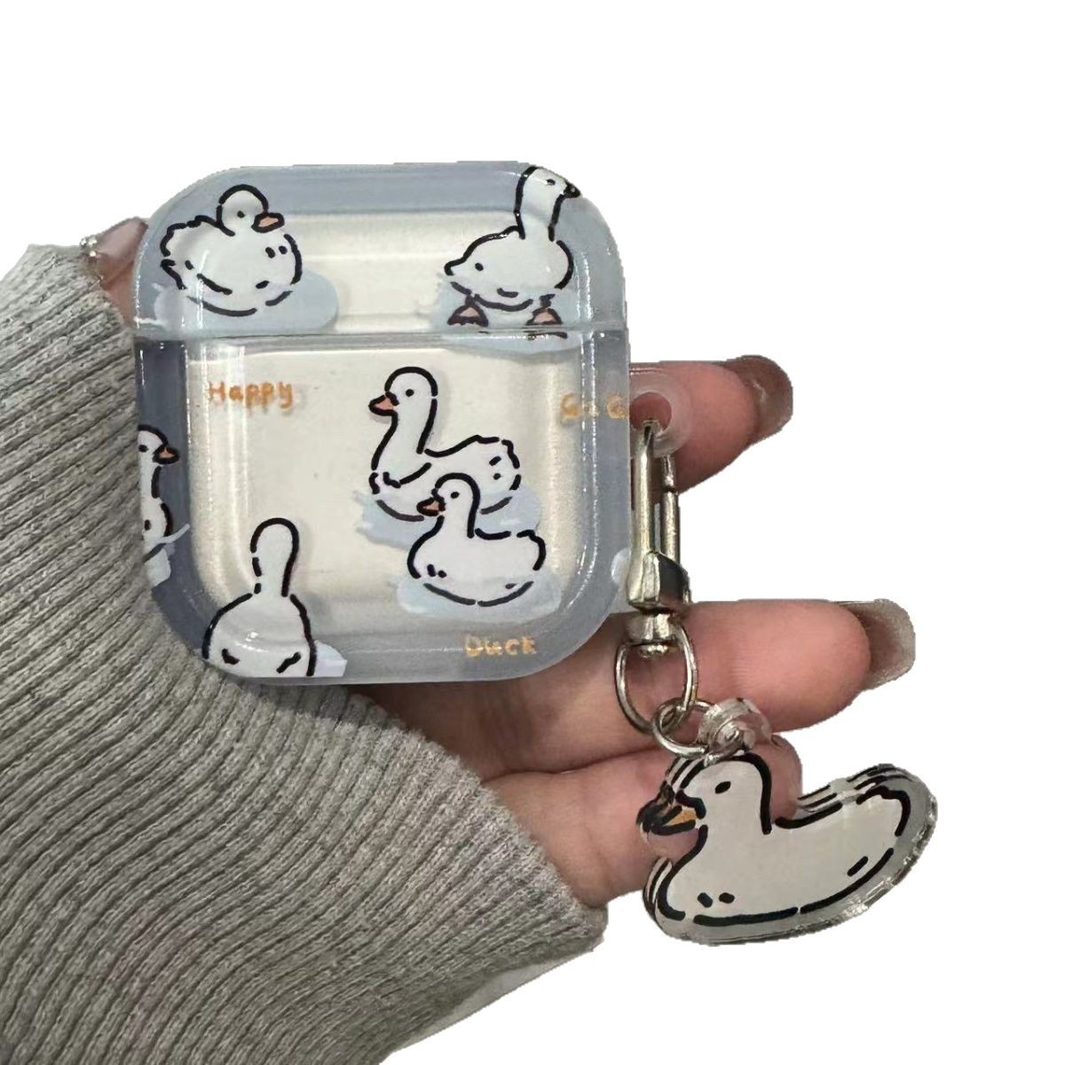 Ins Cartoon Swimming Duck Airpods4 Cover para Apple Pro3 Cover de auriculares Colgante
