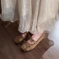 羊皮版~法式复古风蝴蝶结玛丽珍鞋女2025新款一字带浅口芭蕾舞鞋