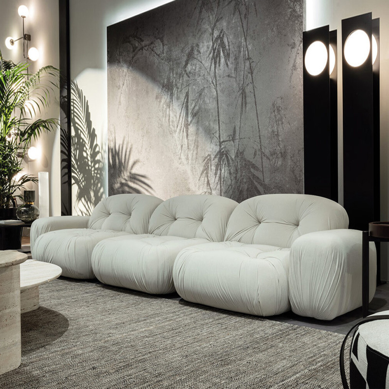 意式極簡網紅侘寂風羊羔絨模塊沙發組合北歐中古輕奢創意時尚沙發