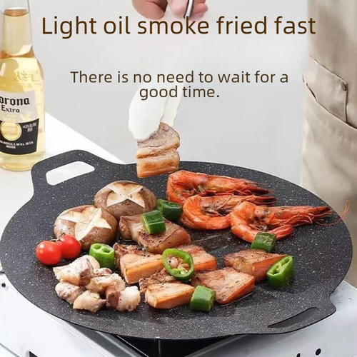 Mafanstone Skillet Outdoor Camping Grill Plate Korean BBQ Plate Casserole Grill Plate Iron Pan BBQ Meat Pot Household