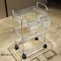 透明亚克力小推车置物架床头零食化妆品收纳移动多层架子加大容量