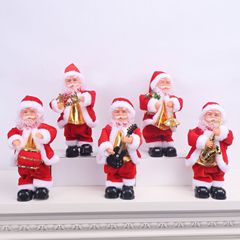 ギターを弾き、サックスを奏でる音楽付きクリスマスギフト電動サンタクロース クリスマスオーナメント