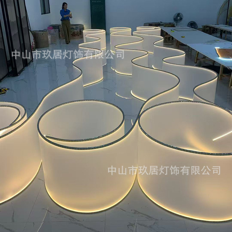 酒店展厅大堂异形飘带吊灯现代简约餐厅新中式别墅客厅灯设计师款