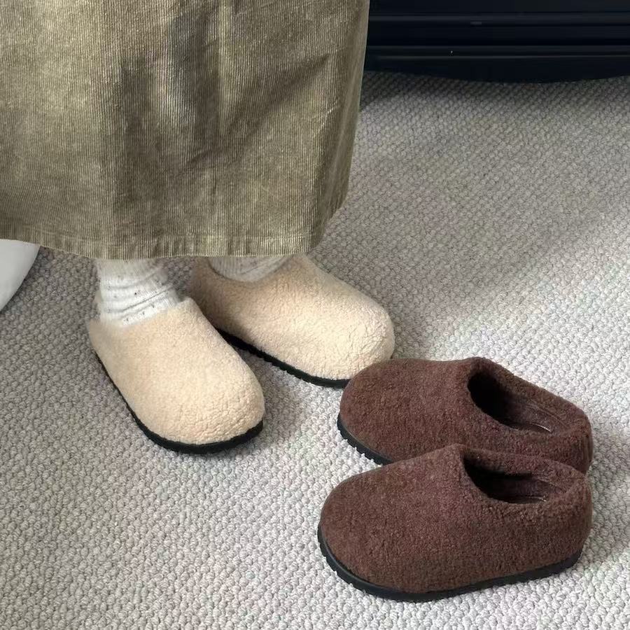 Furry shoes for women 2025 winter outer wear