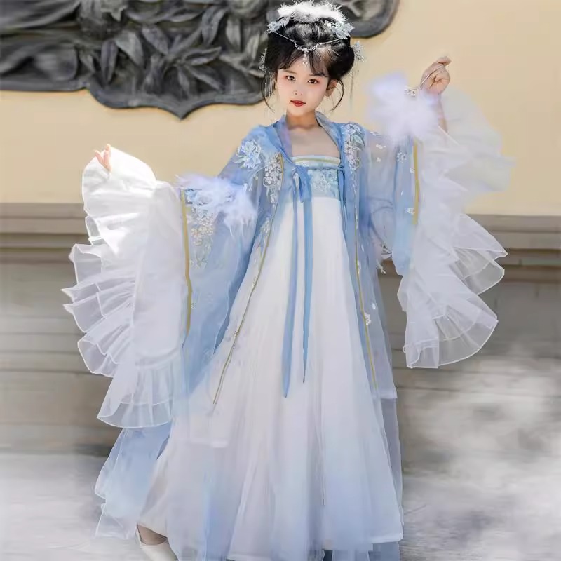 夏季女童汉服2025新款古风超仙气小女孩国风唐装儿童斗篷披风古装
