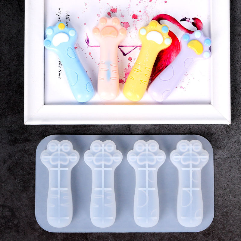 百佳興滴膠模具4連貓爪棒棒栽硅膠模具裝飾樹脂模具磨具diy飾品