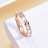 Fashionable wedding ring stainless steel for beloved, diamond encrusted, wholesale, does not fade