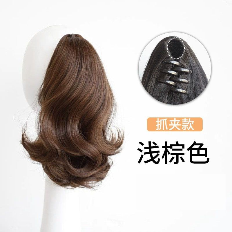 Nueva Cola de Caballo simulación de pelo clip de pelo rizado corto Cola de Caballo hembra Correa natural Cola de Caballo alta micro rollo puede atar Cola de Caballo baja