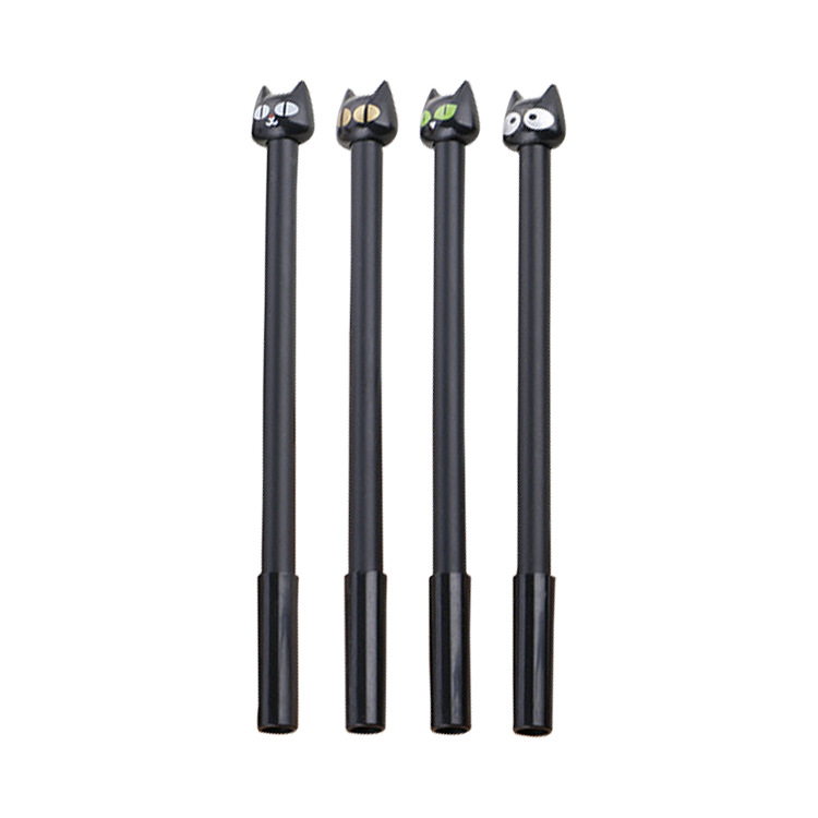 Bolígrafo de gel creativo con diseño de gatito negro, papelería de dibujos animados para estudiantes, bolígrafo a base de agua, bolígrafo de firma fresco para oficina, venta al por mayor