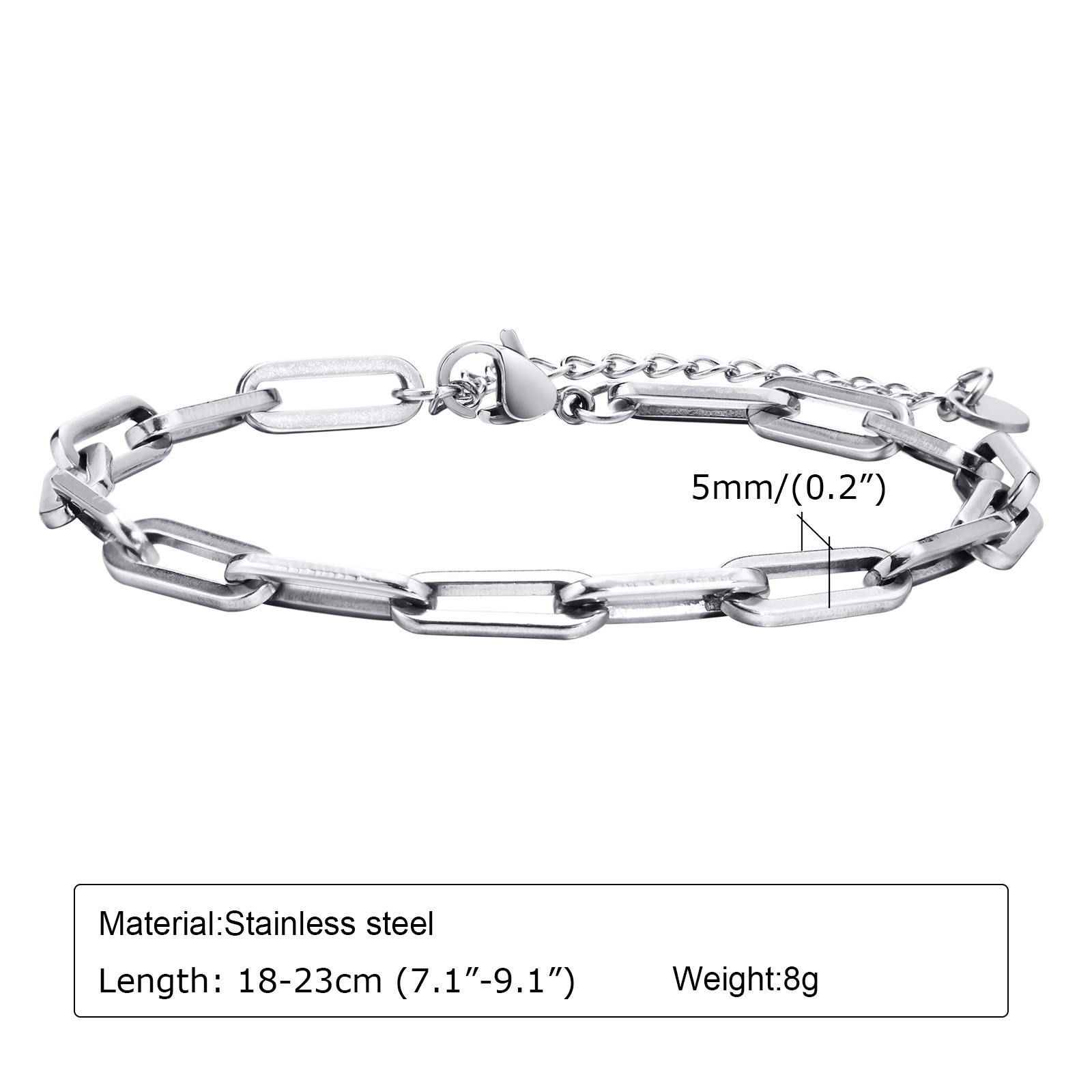 12g Weight Bracelets Classification 1 Piece Quantity Simple Style Solid Color 201 Stainless Steel Stainless Steel Bracelets In Bulk