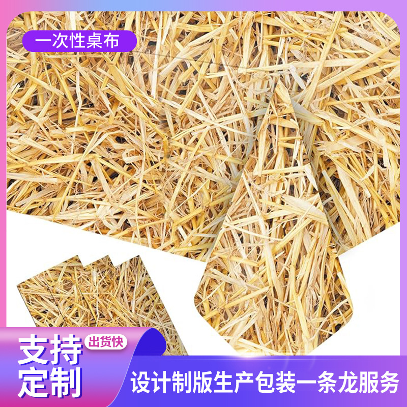 西部稻草主题日桌布塑料农场甘草桌布 干草包用于装饰派对用品