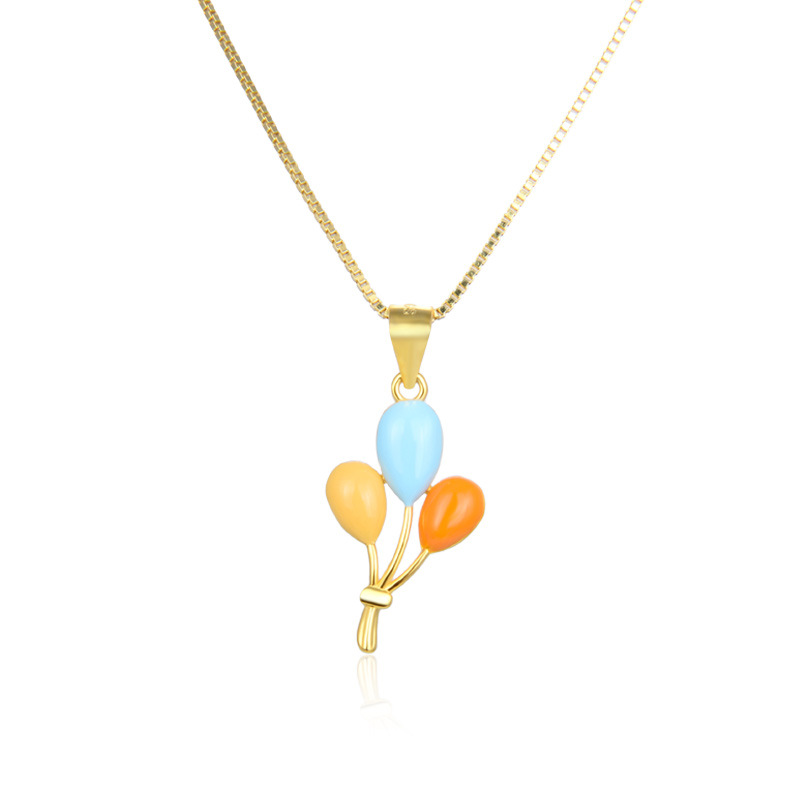 Nuevos accesorios transfronterizos de goteo de aceite 925 plata esterlina collar de clavícula de mujer Europa y América dibujos animados colgante de globo de color