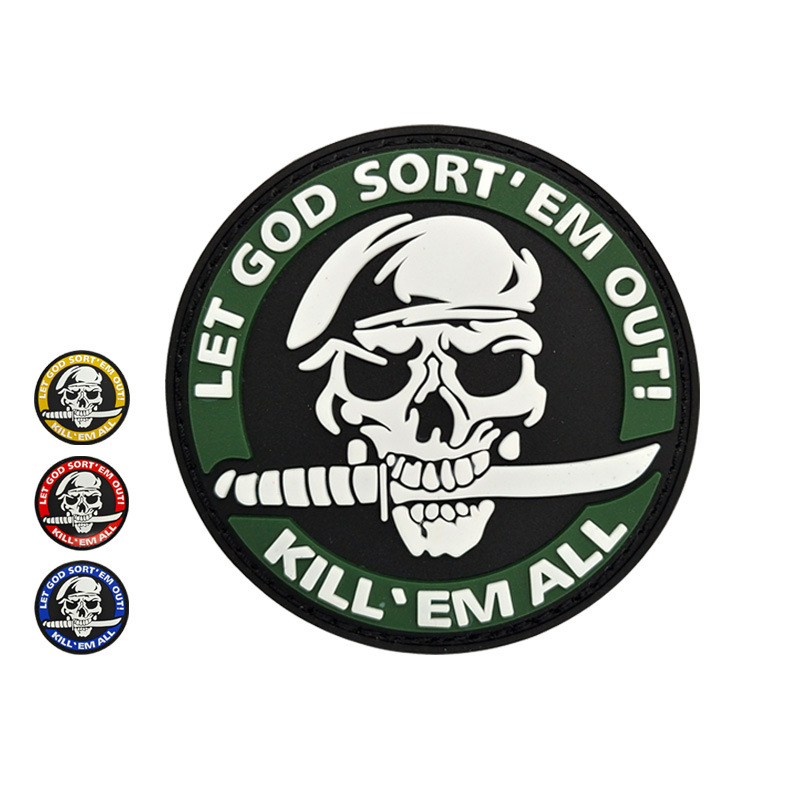 Ready-to-use PVCRubber Patch Skull Morale Badge Soft Glue Velcro3 DKill'em All