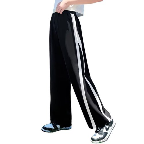 Kids' Wide Leg Pants for Girls, Children's Autumn Pants, Large Kids Spring and Autumn Pants, Sporty Black Sweatpants, Casual Outfit for Fall