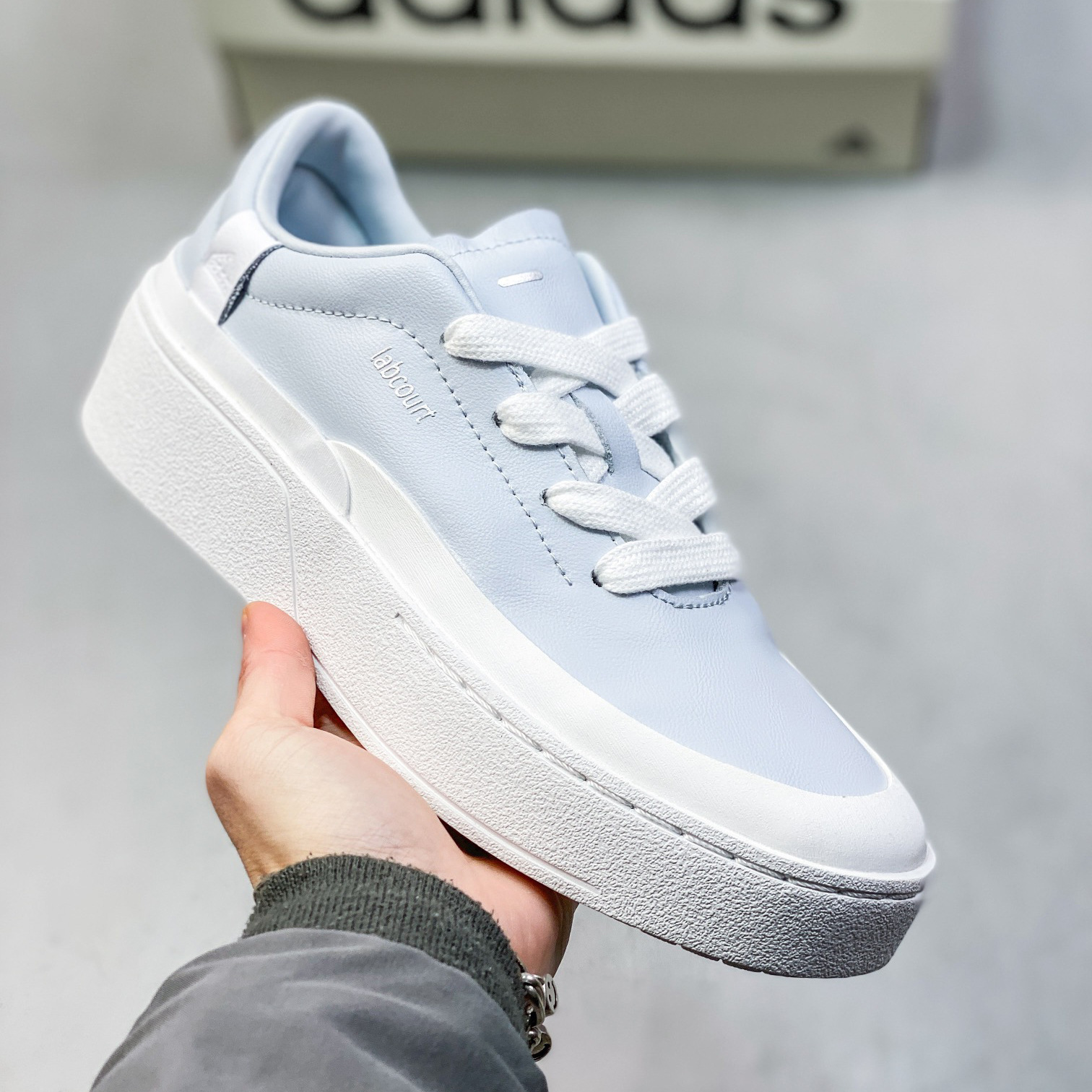 New LABCOURT Sneakers With Height-Increasing Leather Thick Soles, Women's Casual In Black And White, Versatile Couple_vogvips.com