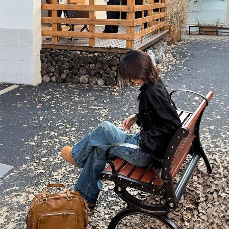 复古蓝高腰阔腿裤2025秋季新款胖妹妹宽松百搭修身显瘦弯刀牛仔裤|undefined