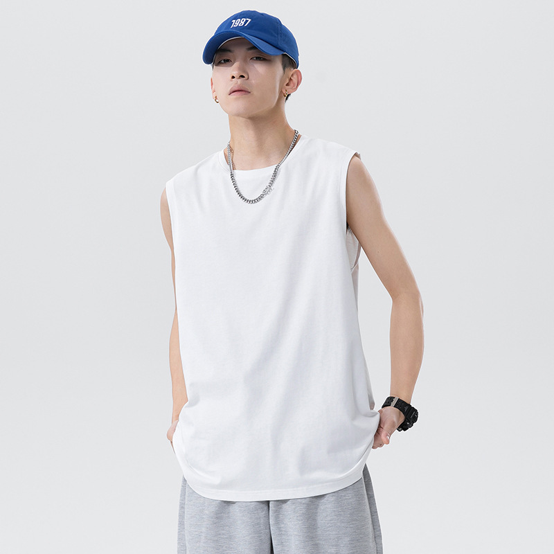 Men's Waistcoat Sleeveless Vest Summer Hurdle Sports Fitness Sweatshirt Summer Men's Solid Color Short Sleeve T-shirt in stock