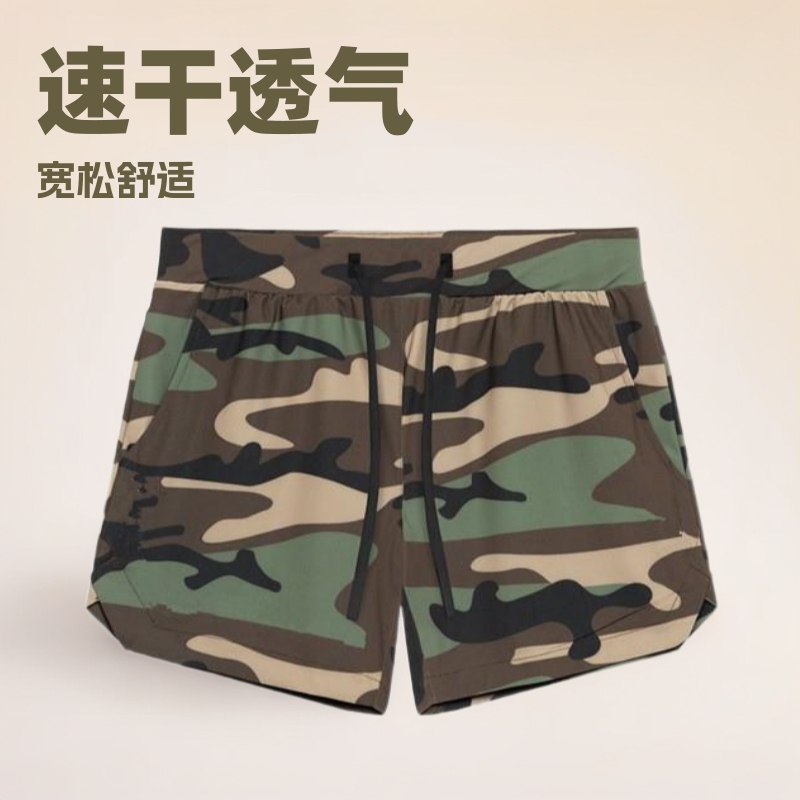 Men's Shorts 2023 Summer Double-Layer American-Style Quick-Dry Running Sports Fitness Casual Outdoor Loose-Fitting High-Elastic Shorts