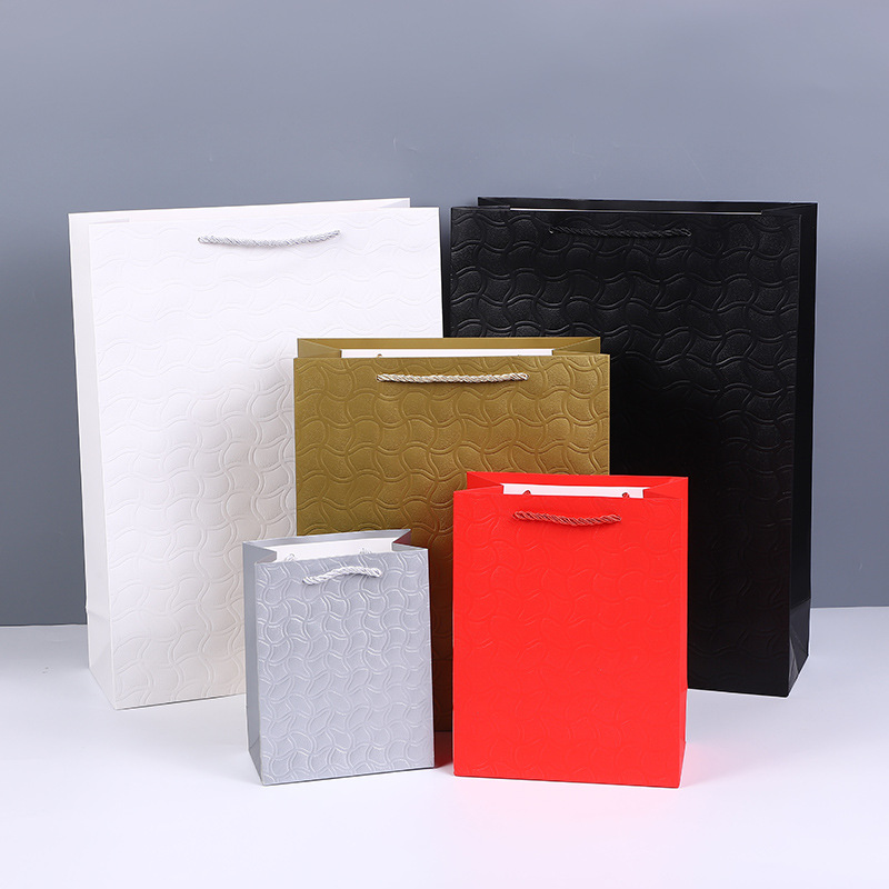 深压纹情人节礼袋简约纯色包装袋波浪纹加厚时尚礼物袋节日礼品袋
