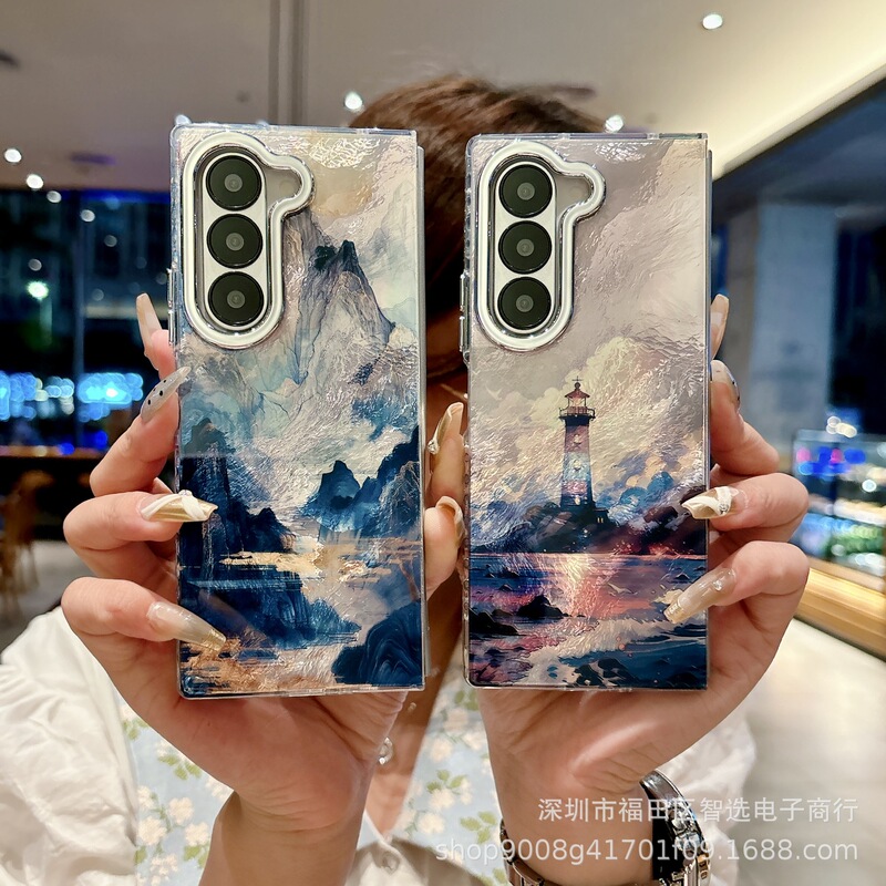 Suitable for Samsung Galaxy Z Fold7 Mobile Phone Case Artistic Creative Anti-Fall Shell Zfold 40% off Stacked Screen Protective Cover