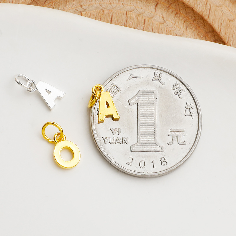 Letter Pattern 1 Piece 6*8.3mm 925 Sterling Silver Letter Pendant DIY Accessories